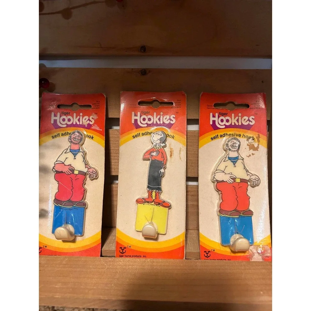 Tiger Hookies Popeye Wall Hooks Unisex OS Multi NEW Vintage 1977‎ Cartoon Retro